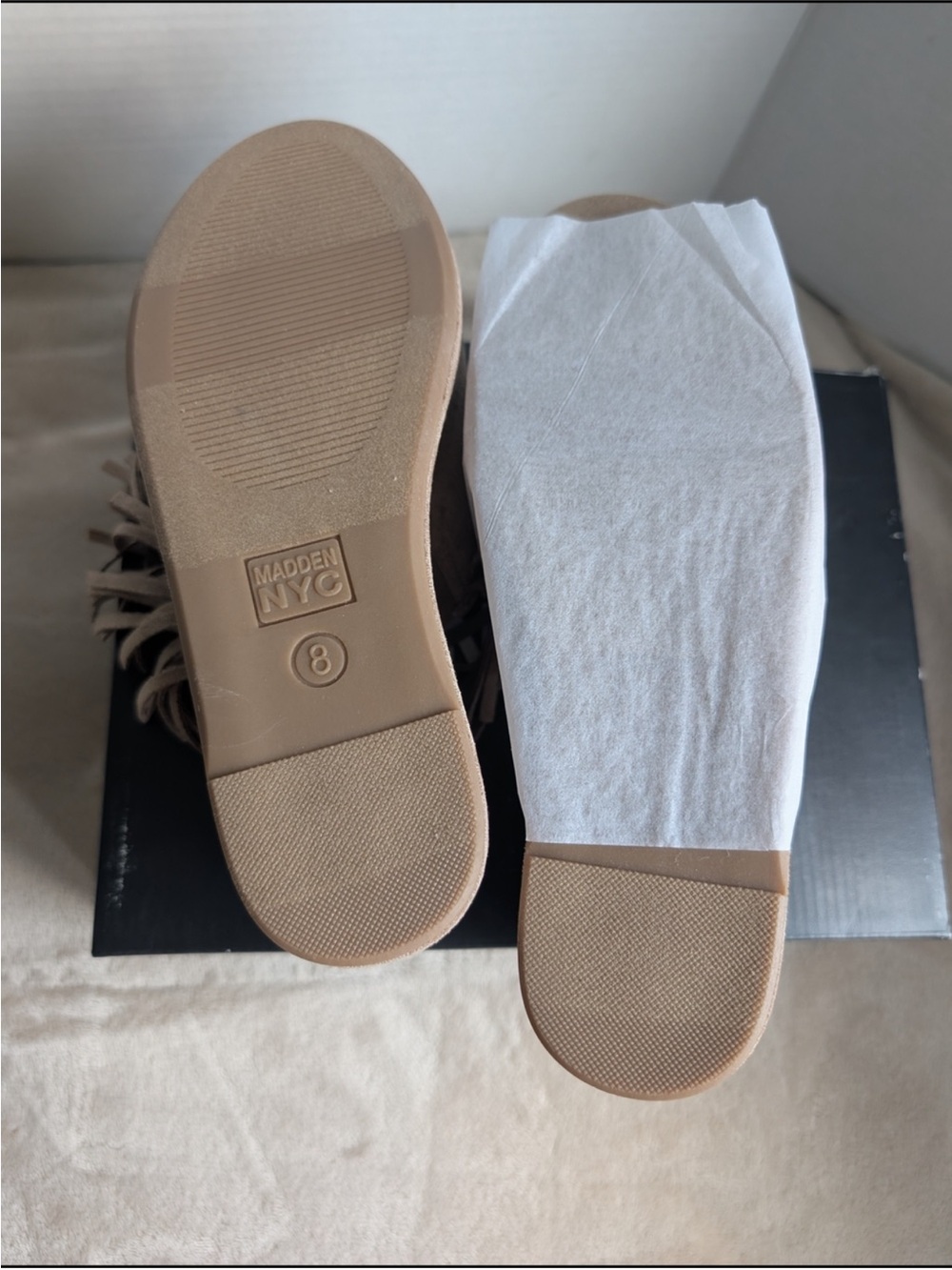 Steve Madden Tan Suede Fringe Slide Mules - Picture 5 of 7